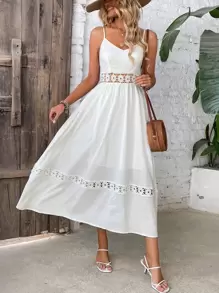 SHEIN VCAY Vestido de tirantes con encaje - Blanco - Ver 1