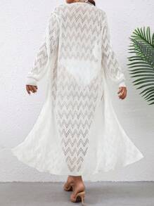 Kimono unicolor tejido abierto sin set bikini