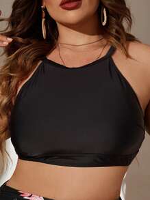 SHEIN Swim Curve Top bikini unicolor - Negro - Ver 1