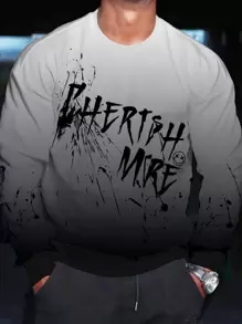 Manfinity Men Letter Graphic Ombre Drop Shoulder Sweatshirt - Multicolor - View 1