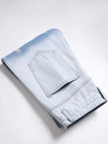 Quần Jeans Rách Thêu Chi Tiết Cho Nam - Rửa nhẹ - Xem 2