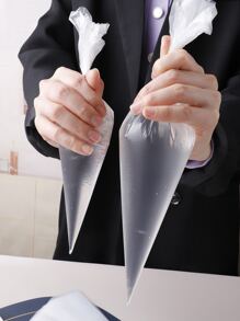 100个/套一次性透明裱花袋，PO材质更耐用，厨房蛋糕烘焙奶油三角裱花袋，小号和中号尺寸可选，满足日常烘焙需求，适用于奶油、巧克力酱等。 - 白色 - 查看 6