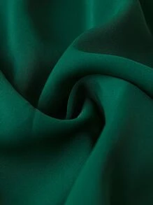 SHEIN LUNE Plus Frill Trim Tie Neck Flounce Sleeve Ruffle Hem Smock Blouse - Dark Green - View 4