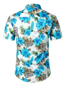 NITAGUT 男士熱帶圖案前排扣襯衫 - 彩色 - 查看 2
