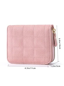 Billetera pequeña con detalles de puntadas, bolsillo para monedas con cierre, billetera plegable pequeña, billetera femenina mini delgada y liviana, de varios compartimentos, portátil, para tarjeta de identificación, dinero, tarjetas de crédito, de estilo minimalista, moderno y de negocios, para regalo de aniversario, San Valentín, cumpleaños, pareja, dama, niña, mujer - Rosa - Ver 4