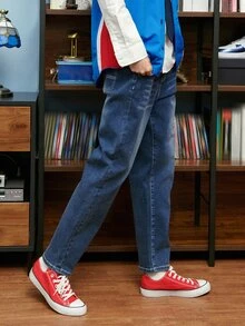 DAZY Men Slant Pocket Straight Leg Jeans - Dark Wash - View 2