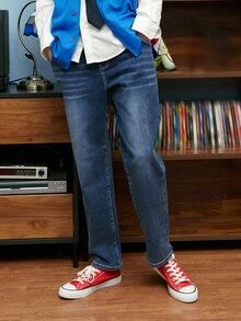 DAZY Men Slant Pocket Straight Leg Jeans - Dark Wash - View 4