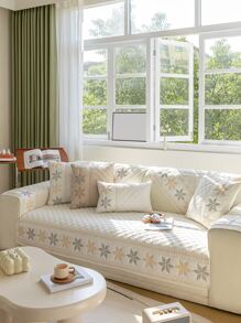 1 Hình Học Thêu Sofa Khăn Hiện Đại Polyester Mềm Mại Co Giãn Bọc Sofa Cho Gia Đình, Tất Cả Các Mùa - Màu be - Xem 7