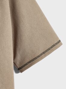 Manfinity Hypemode Men Top-stitching Drop Shoulder Tee - Khaki - View 3