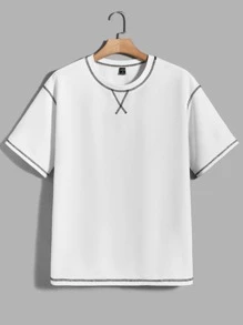 Manfinity RebelGame Men Top-stitching Detail Tee - White - View 1