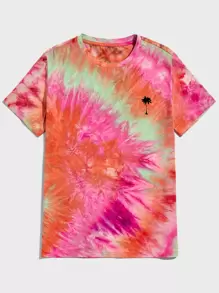Manfinity Chillmode Men Tie Dye Palm Tree Print Tee - Multicolor - View 1
