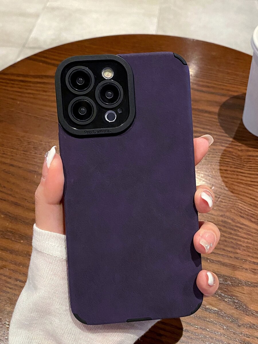 1pc Solid Color TPU Leather Phone Case Compatible With Apple 11, 12, 13, 14, 12 Pro Max, 13 Pro Max, 15, 15 Pro, 15 Plus, 15 Pro Max, 16, 16 Pro, 16 Plus, 16 Pro Max And Galaxy A12, A21S, A32, A50, A51, A52, A71, A73, S20 FE, S21, S22, A04, A13, A14, A24, A33, A34, A54