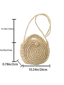 Minimalist Straw Bag Medium Vacation - Beige - View 6
