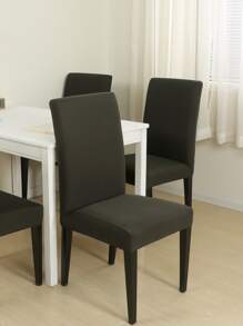 1pc Dark Grey Dining Chair Slipcover, Classic Polyester Dining Room Chair Slipcover For Home - Dark Grey - View 3