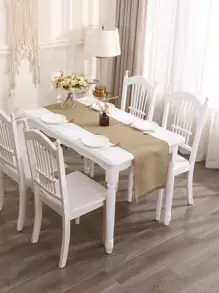 Miater 1pc Natural Linen Table Runner With Tassel For Wedding Decoration And Festival Party - Coffee Brown - View 5