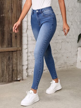 SHEIN LUNE High Waist Skinny Jeans