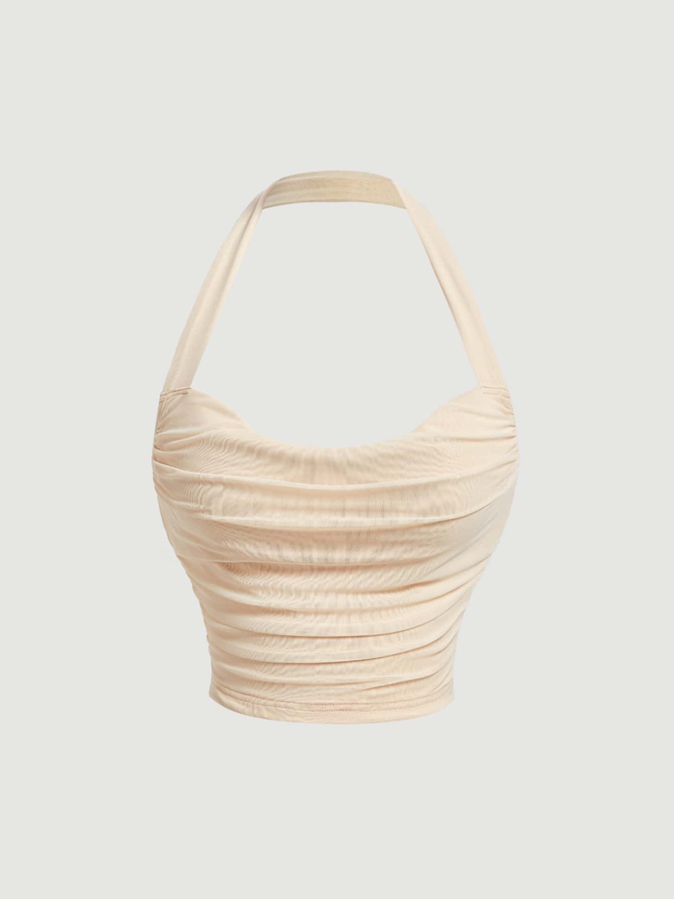 SHEIN MOD Ruched Halter Top - Apricot - View 1