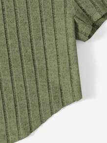 SHEIN EZwear 素色弧形下擺短款T恤