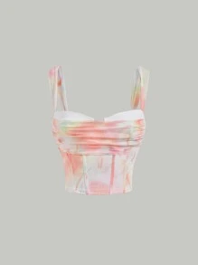 SHEIN MOD Tie Dye Ruched Cami Top - Multicolor - View 1