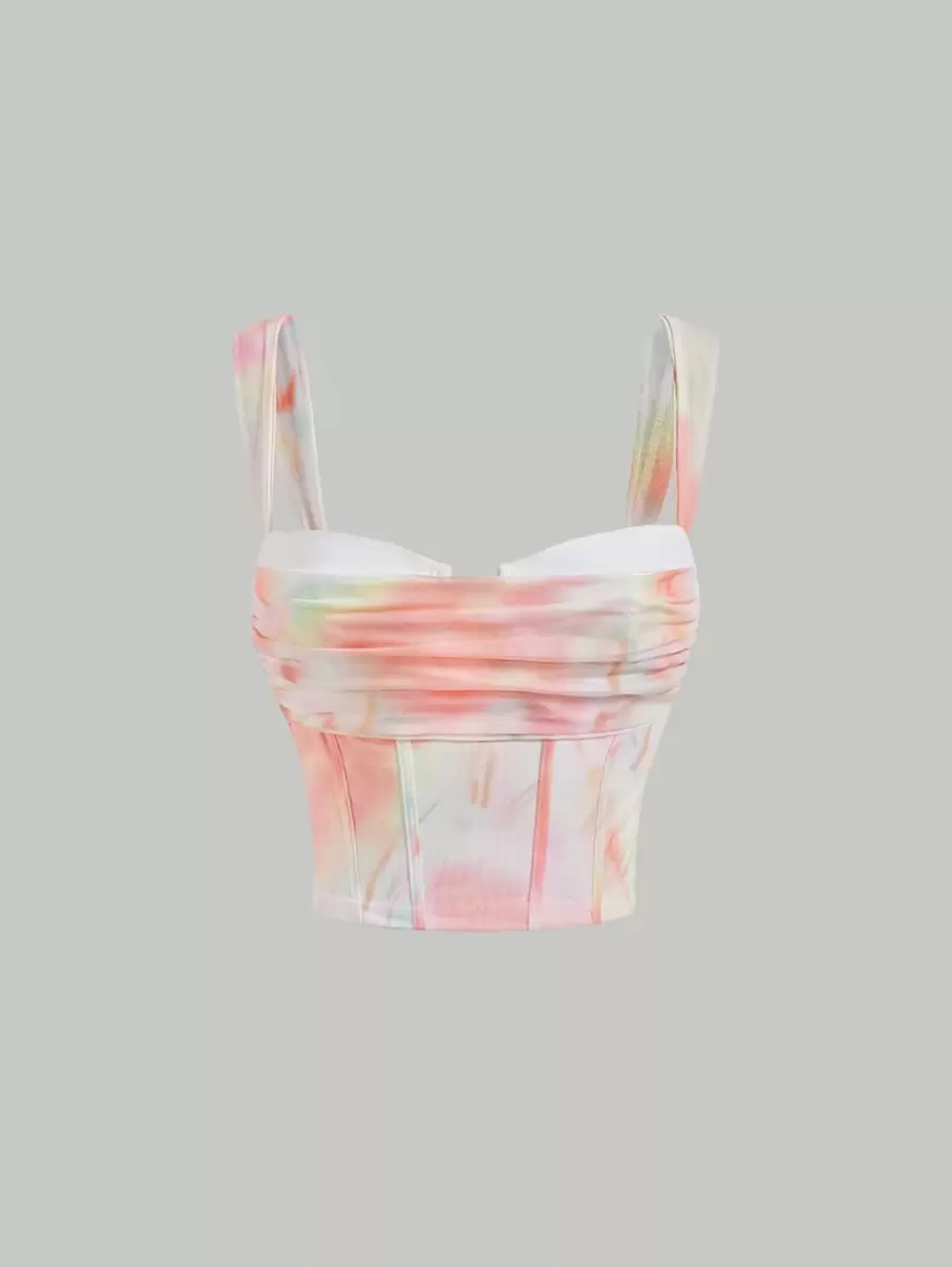 SHEIN MOD Tie Dye Ruched Cami Top - Multicolor - View 1