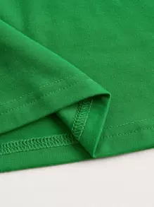 SHEIN EZwear T-shirt court avec lettrage '+' et bordure contrastante