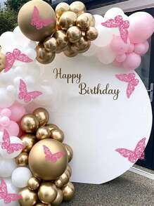 12pcs Hollow Out Butterfly Sticker, Modern Paper Pink Self Adhesive 3D Butterfly Wall Decor For Home - Pink - View 2