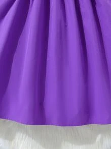 SHEIN Vestidos para niñas Asimétrico Volante Liso Dulce - Morado - Ver 5