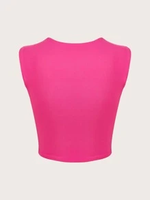 SHEIN EZwear Áo khoác và áo lót dành cho xe tăng nữ màu trơn Giải trí - Màu Hồng Tươi - Xem 2