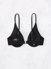 SHEIN Swim Summer Beach Solid Underwire Bikini Top - Black - View 2