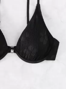 SHEIN Swim Summer Beach Solid Underwire Bikini Top - Black - View 5