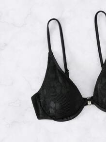 SHEIN Swim Summer Beach Solid Underwire Bikini Top - Black - View 6