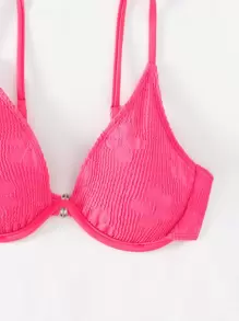 SHEIN Swim Summer Beach Solid Underwire Bikini Top - Hot Pink - View 4