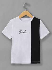 RueChic Boys Letter Graphic Colourblock Tee - Black and White - View 1