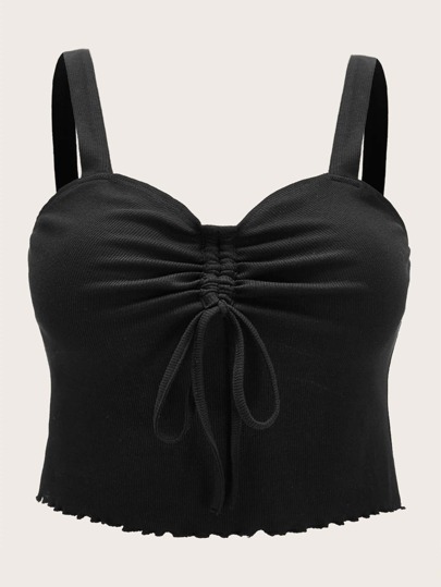 Top de tirantes ribete en forma de lechuga con cordón delantero