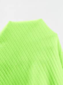 SHEIN EZwear Neon Lime Solid Rib-knit Halter Top