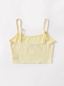 SHEIN EZwear Rib-knit Crop Cami Top - Yellow - View 2