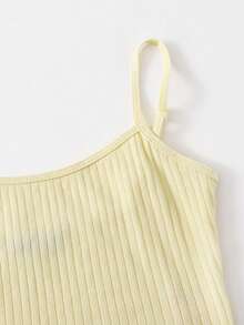 SHEIN EZwear Rib-knit Crop Cami Top - Yellow - View 4