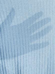 SHEIN EZwear Camiseta sin mangas de canalé liso - Celeste - Ver 6