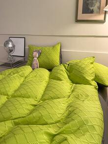 4pcs/set Solid Color Duvet Cover Set Without Filler, Minimalist Green Bedding Set For Home - Green - View 2
