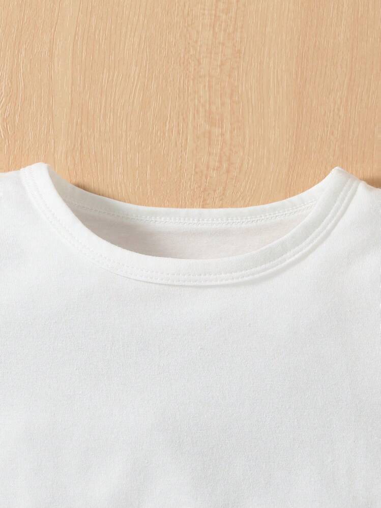 SHEIN Toddler Boys Bear & Letter Graphic Tee & Shorts - White - View 3