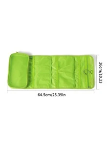 1pc Solid Color Pink Foldable Multi Grid Storage Mesh Bag, Portable Storage Bag For Travel - Hot Pink - View 4