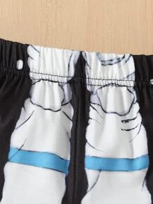 SHEIN Chàng trai trẻ In Phi hành gia Áo thun & quần đùi - màu đen - Xem 4