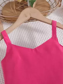 Top De Camiseta Corta Y Pantalones Anchos De Pierna Para Niñas En Edad Preadolescente - Rosa Fucsia - Ver 4
