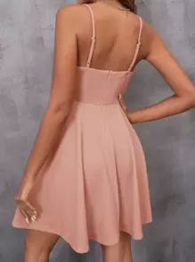 SHEIN Privé Solid Cami Dress,Pastel Dresses For Women - Baby Pink - View 3