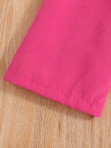 Top De Camiseta Corta Y Pantalones Anchos De Pierna Para Niñas En Edad Preadolescente - Rosa Fucsia - Ver 5