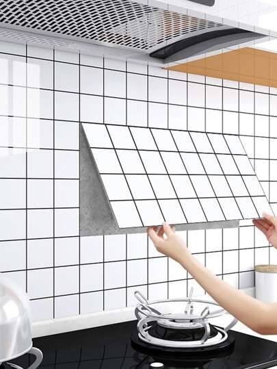 2入組/套PVC廚房貼紙,現代格紋圖案防水廚房牆面翻新貼紙