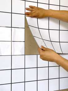 2入組/套PVC廚房貼紙,現代格紋圖案防水廚房牆面翻新貼紙