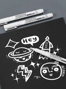 1pc Solid White Marker Pen, Simple Multi-purpose Permanent Marker For Office, School, Drawing, Writing - White - View 5