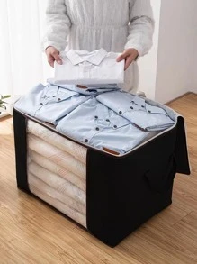 1 件透明涤纶被子收纳袋，现代毛毯收纳袋，带拉链，适用于家庭房间装饰家居装饰秋季装饰卧室装饰 - 黑色 - 查看 2