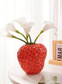 1pc Strawberry Design Flower Vase, Modern ABS Vase For Flower For Home,Home Decor,Flower Vase,Centerpiece,Table Decor Gifts Birthday Graduation - Red - View 4